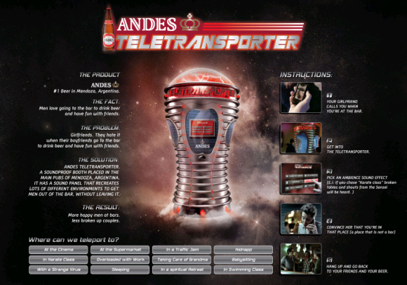 ▲ 아르헨티나 맥주회사 안데스는 여자친구를 속이며 술마시는 방법을 제공, 옥외부문 그랑프리에 올랐다. ⓒ Canne Liones 2010