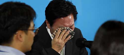 ▲ 한나라당 정두언 의원이 12일 한나라당 여의도 당사에서 열린 기자간담회에서 권력투쟁설과 관련 