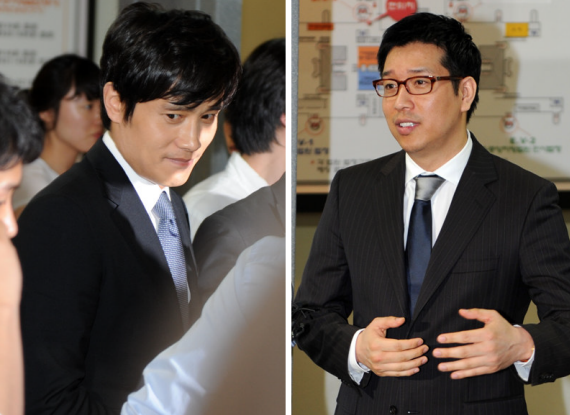 ▲ 사건 발생 7개월만에 법정에서 맞닥뜨린 이병헌(좌)과 강병규(우).  ⓒ 김상엽 기자