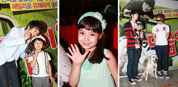 ▲ 영화 '마음이2' VIP시사회 현장(왼쪽부터 차태현-왕석현, 김수정, 2PM) ⓒ 뉴데일리