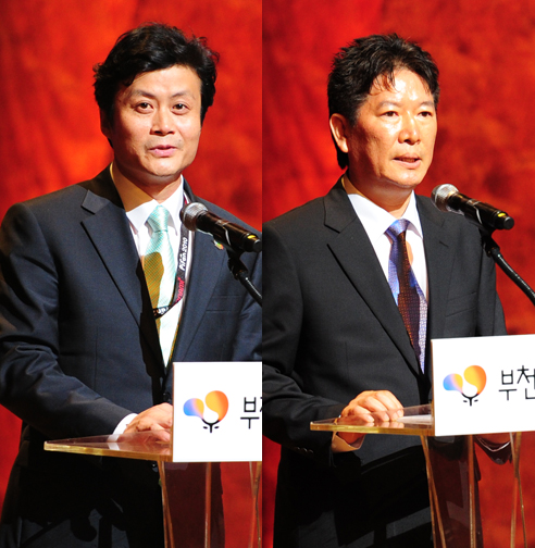 ▲ 부천국제판타스틱영화제 개막식에 참석한 김만수 부천시장(좌)과 김영빈 집행위원장(우) ⓒ 김상엽 기자 