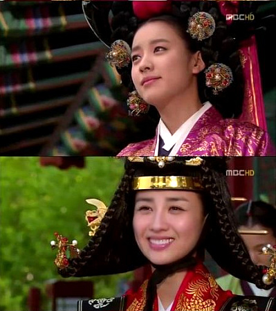 ▲ 숙원 첩지를 내리는 인현왕후(박하선)와 이를 받는 동이(한효주) ⓒ 방송화면 캡쳐