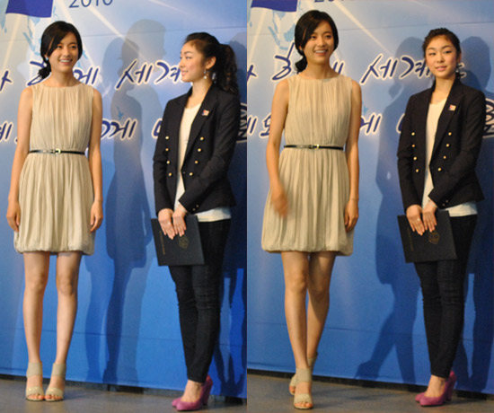 ▲ 서울 G20 정상회의 홍보대사 위촉식에 참석한 배우 한효주와 김연아 선수 ⓒ 뉴데일리