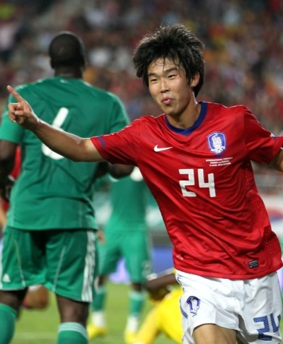 ▲ 윤빛가람 선수가 첫 A매치 출전에서 강렬한 슛을 뽑아낸 뒤 기뻐하고 있다. ⓒ 연합뉴스