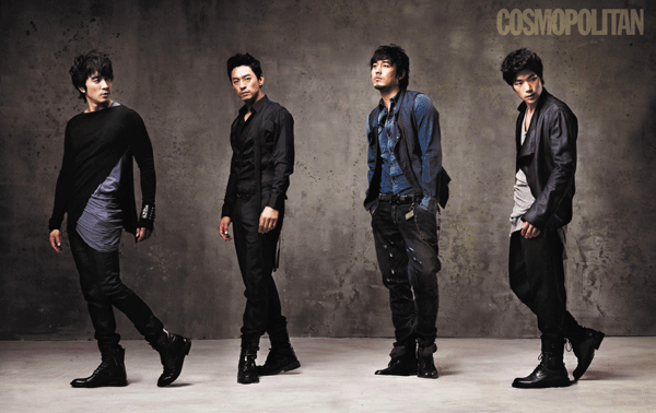 ▲ 영화 '무적자'의 네 주인공(왼쪽부터 송승헌, 주진모, 조한선, 김강우) ⓒ&nbsp;코스모폴리탄