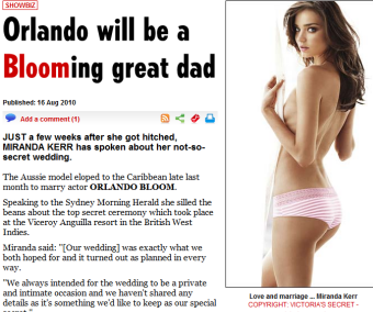 ▲ 미란다 커의 '임신설'을 제기했던 영국 대중지 '더 선'.