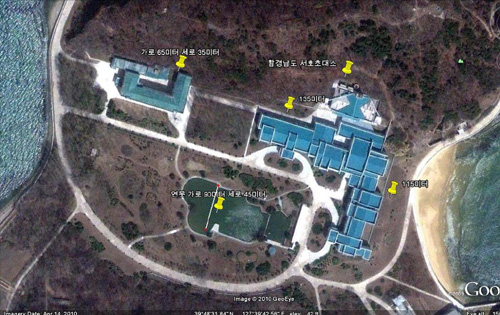 ▲ 서호초대소 구글 위성사진 ⓒ&nbsp;안치용 블로그 캡처&nbsp;