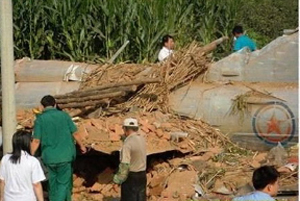 ▲ 지난 17일 중국에서 추락한 북한 전투기 ⓒ 中 주진조선