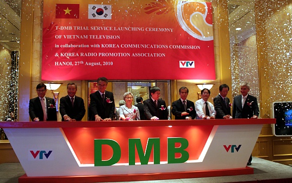 ▲ 27일 베트남 국영방송사의 지상파 DMB 시범서비스 출범을 기념하는 개국식 행사가 열렸다. ⓒ 뉴데일리