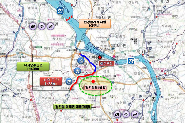 ▲ 한강 여주 소양천 지도. ⓒ 뉴데일리