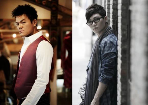 ▲ 프로듀서 박진영(좌)과 가수 김범수.