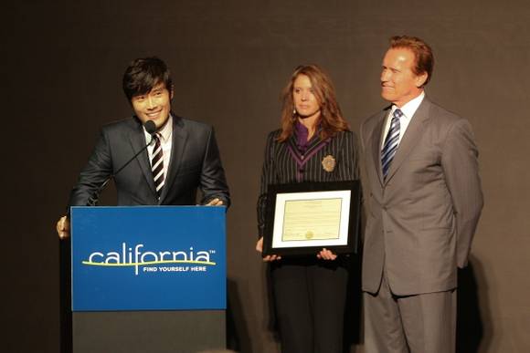 ▲ '캘리포니아 관광홍보대사'에 선정된 소감을 밝히고 있는 이병헌.  ⓒ 뉴데일리