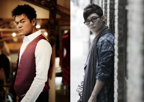 ▲ 프로듀서 박진영(좌)과 가수 김범수.