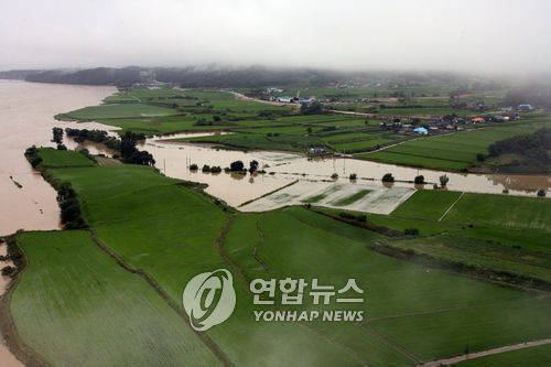 ▲ 2006년 태풍때 인근 농경지까지 물에 잠긴 여주 남한강. 이번 기록적인 폭우에도 여주지역은 범람걱정은 조금도 없었다.ⓒ