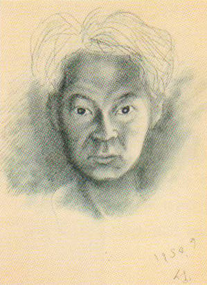 ▲ 김성환 자화상, 1954년 9월의 모습. 그는 경복고 재학시절인 1949년부터 당시 '연합신문'에 <멍텅구리>라는 만화를 연재했다.