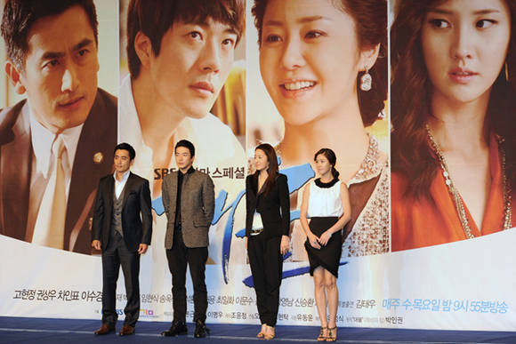 ▲ SBS 드라마 '대물'에서 주인공을 맡은 배우들. 왼쪽부터 차인표, 권상우, 고현정, 이수경.  ⓒ 김상엽 기자