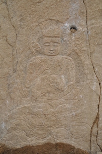 ▲ 낙동강 사업 구간에서 발견된 마애보살좌상이 13일 공개됐다. ⓒ뉴데일리