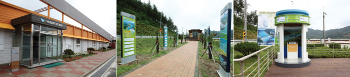 ▲ [좌측]경북 안동의 우안제 고수부지 우안실개천 공사전(上)과 공사후(下)의 모습 [우측] 조형미가 뛰어난 33공구 상주보