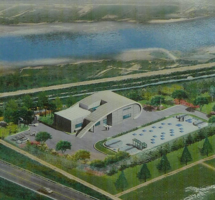 ▲ 올해말에 완공 예정 여주읍 하리 점동하수처리장 조감도. 무인으로 운영되는 이곳에선 BOD는 157에서 9.5로, 총인은 6.1에서1.9로 처리해 남한강으로 방류한다.