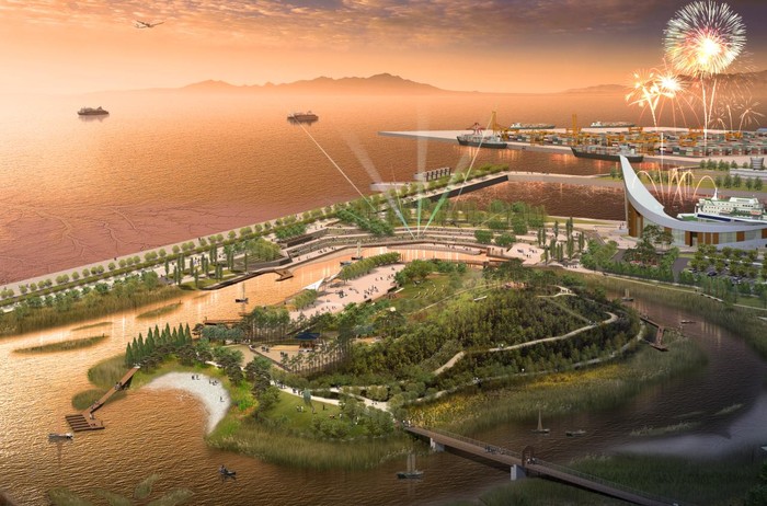 ▲ 아라뱃길의 2경 인천터미널의 인공섬.