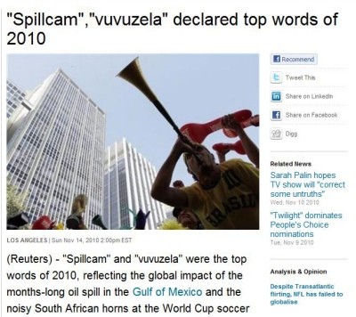 ▲ 올해의 영단어에 '스필캠'과 '부부젤라'가 선정됐다.ⓒ로이터 통신 캡처