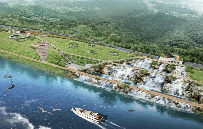 ▲ 아라뱃길의 4경의 인공폭포.