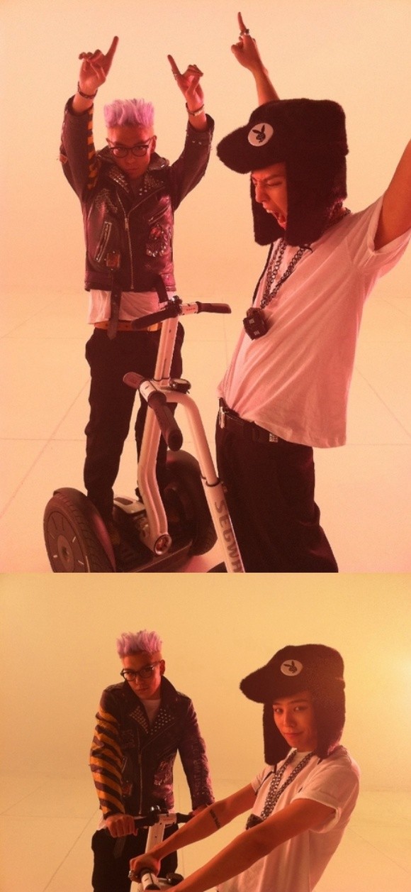 ▲ 지드래곤과 탑이 뮤직비디오 현장 사진을 공개해 화제다.ⓒ미투데이 제공