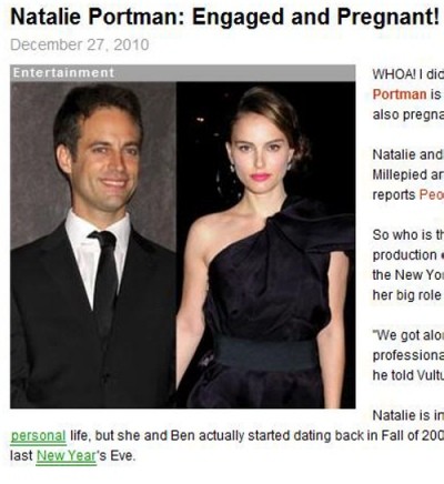 ▲ 나탈리포트만이 임신과 함께 약혼소식을 발표해 화제다.ⓒ피플닷컴 캡처