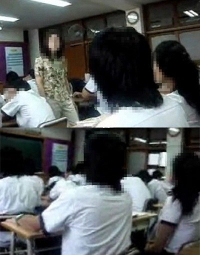 ▲ 고등학생이 여자 교사에게 성희롱적 발언으로 논란이 된 동영상 캡쳐 화면ⓒ자료사진