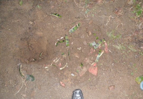 ▲ 환경단체가 강변에 몰래 묻었다가 발각된 쓰레기들.