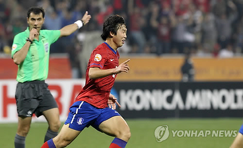 ▲ 이란과의 8강전, 연장15분만에 결승골을 터트린 윤빛가람.