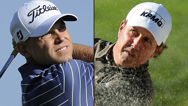 ▲ PGA투어 파머스인슈어런스오픈 3라운드에서 12언더파로 공동선두에 오른 빌하스(좌)와 필 미켈슨ⓒPGATOUR.COM홈페이지 캡처