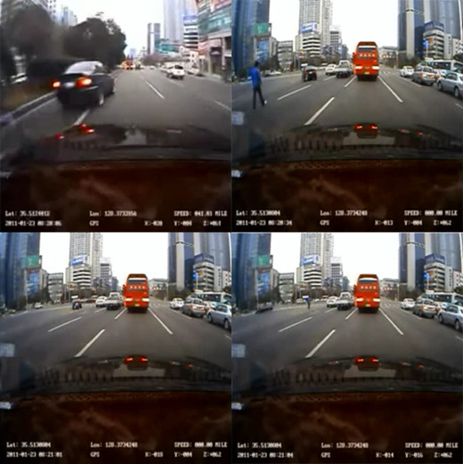 ▲ 도로 위에서 시비가 벌어져 차에서 내린 상대방 운전자를 치고 달아난 BMW 차량의 모습이 담긴 동영상이 화제다ⓒ해당 동영상 캡처