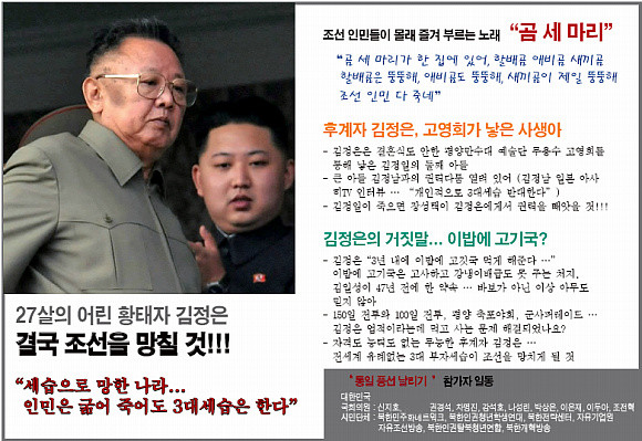 ▲ 오는 16일 김정일 국방위원장의 생일에 맞춰 북으로 날리는 대북전단 앞장. ⓒ 뉴데일리