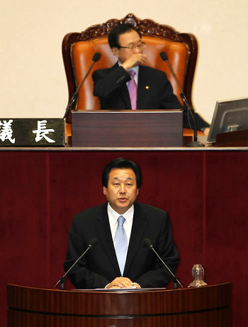 ▲ 김무성 한나라당 원내대표가 21일 국회 본회의에서 교섭단체 대표연설을 하고 있다. ⓒ 연합뉴스