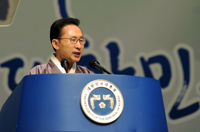 ▲ 제92주년 3.1절 기념사를 하고 있는 이명박 대통령ⓒ청와대 제공