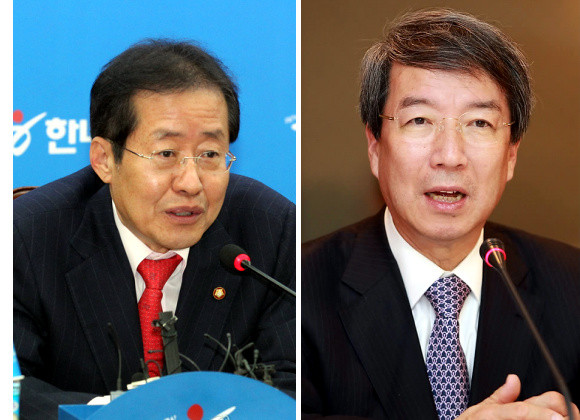 ▲ 홍준표 최고위원이 정운찬 동반성장위원장이 제안한 '이익공유제'를 정면으로 비판했다. (왼쪽부터) 홍준표 한나라당 최고위원, 정운찬 동반성장위원장. ⓒ 연합뉴스