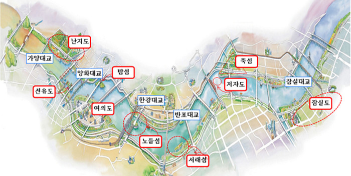 ▲ 한강섬 위치도 ⓒ 서울시 한강사업본부