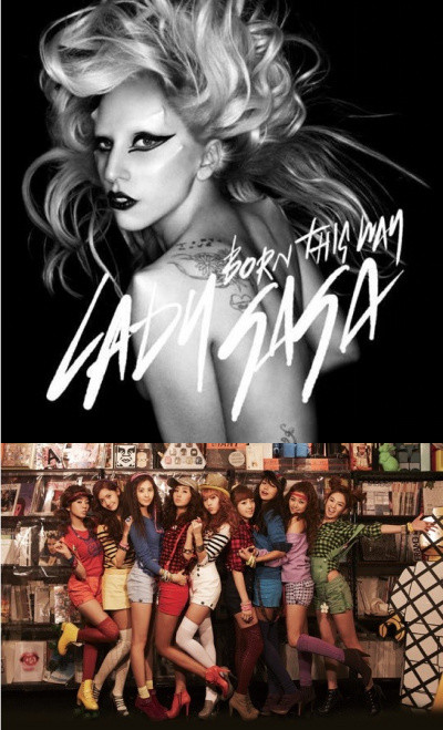▲ 레이디 가가의 신곡 ‘Born This Way’ 가 소녀시대 ‘Be Happy’ 를 표절했다는 의혹을 받아 화제다. ⓒ유니버셜 뮤직, SM 엔터테인먼트