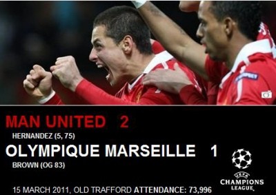 ▲ 맨체스터 유나이티드(이하 맨유)가 프랑스의 마르세유를 꺾고 2010∼2011 유럽축구연맹(UEFA) 챔피언스리그 8강에 진출했다.ⓒ맨유 공식홈페이지 캡처