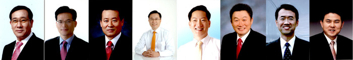▲ 좌측부터 길태근, 김성규, 김혜진, 황석근, 신용형, 임용택, 권태욱, 김태호 예비후보 ⓒ자료사진