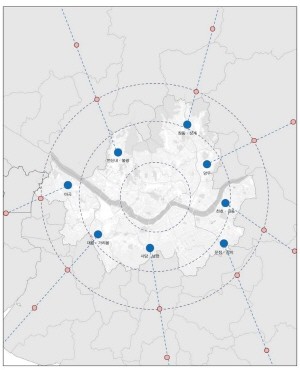 ▲ 서울시가 외곽지역을 대상으로 경기도가 연계해 개발하는 수도권 중심 거점의 위치 ⓒ 서울시