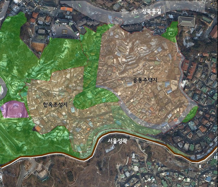▲ 서울시 성북동 한옥조성지 정비계획지도ⓒ서울시