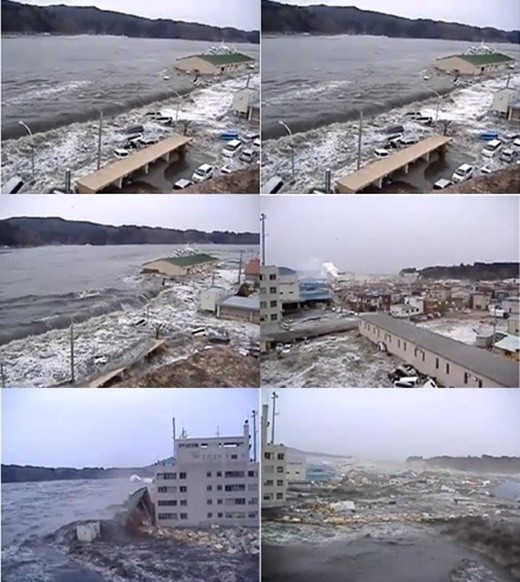 ▲ 최근 유투브에 올라온 미야기(宮城)현 게센누마(気仙沼)시 전체가 5분 만에 검은 바닷물로 뒤덮이는 동영상.ⓒ해당 영상 캡처