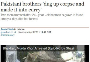 ▲ 매장된 시신을 발굴, 카레 재료로 쓴 파키스탄 남자 2명이 체포됐다.ⓒ프레스1 캡처