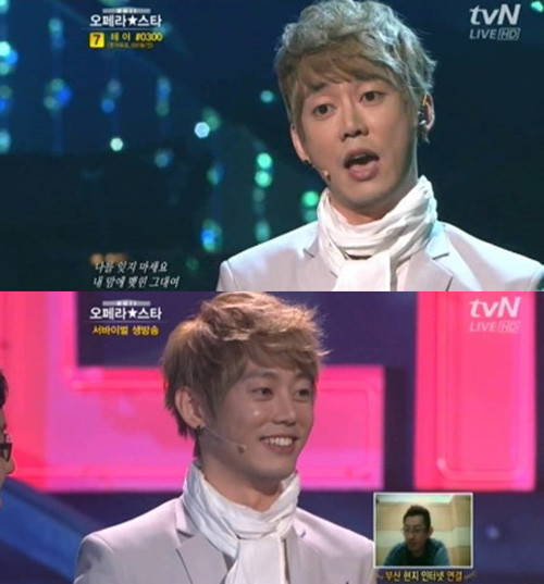 ▲ 가수 테이가 tvN '오페라스타 2011(이하 오스타)' 두번째 무대에서1위를 차지했다.ⓒtvN 오페라스타 캡처