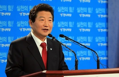 ▲ 한나라당 안상수 대표가 4.27 재보선을 3일 앞둔 24일 오전 여의도 당사에서 기자회견을 하고 있다. ⓒ연합뉴스