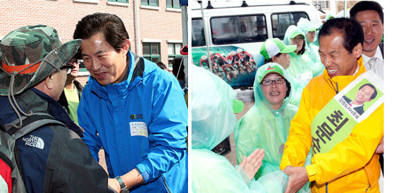 ▲ 4.27 강원도지사에 출마한 한나라당 엄기영 후보(왼쪽)과 민주당 최문순 후보(오른쪽)의 대결이 과열되고 있다. ⓒ각 후보 홈페이지