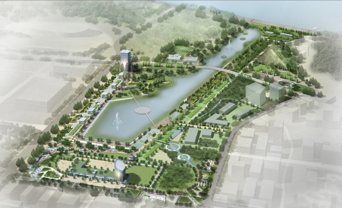 ▲ 주운수로가 없어지고 수변공간으로 계획이 변경된 마곡지구 조감도ⓒSH공사