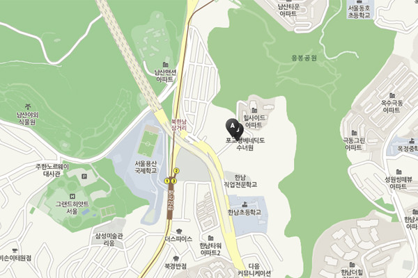 ▲ 지도 상 A는 이란대사관, B는 스페인대사관 위치다.[네이버 지도 캡쳐]